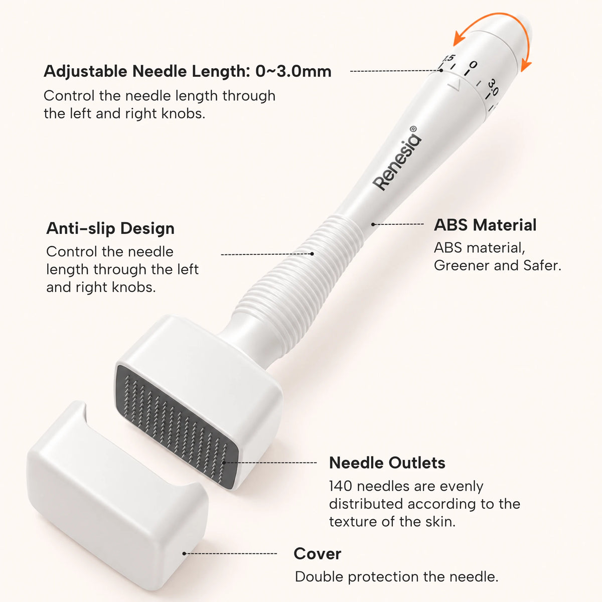 Stamp details: 0 to 3.0 mm depth, 140 needles, cover