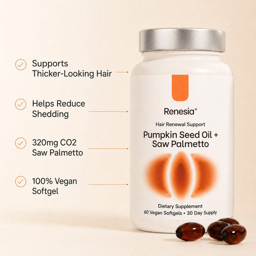 Renesia bottle with four benefit callouts